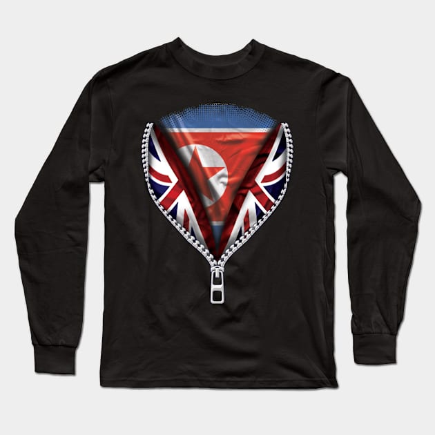 North Korean Flag  North Korea Flag zipped British Flag - Gift for North Korean From North Korea Long Sleeve T-Shirt by Country Flags